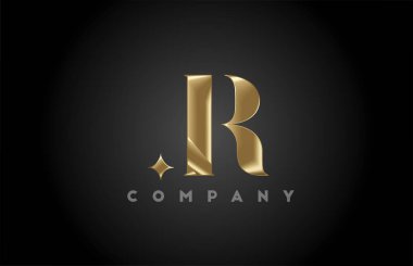 R altın metal alfabe harf simgesi logo şablonu. Altın metal tarzında şirket ve iş tasarımı