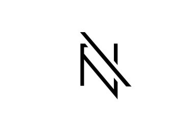 İş simgesi için N siyah beyaz çizgi alfabe harfi logosu. Kimlik ve harfler için basit yaratıcı şablon tasarımı
