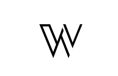 İş simgesi için W siyah beyaz çizgi alfabe harfi logosu. Kimlik ve harfler için basit yaratıcı şablon tasarımı