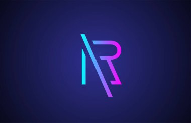 İş ve şirket için pembe mavi R çizgisi alfabe harfi logosu. Simge ve harfler için basit yaratıcı şablon tasarımı