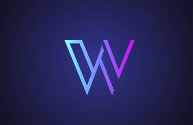 İş ve şirket için pembe mavi W hattı alfabe harfi logosu. Simge ve harfler için basit yaratıcı şablon tasarımı