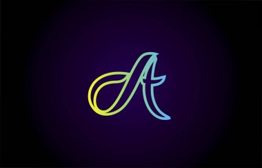 Markalaşma ve işletme için yeşil sarı, el yazısıyla yazılmış bir alfabe logosu. Simge şablonlu harf ve kurumsal kimlik tasarımı