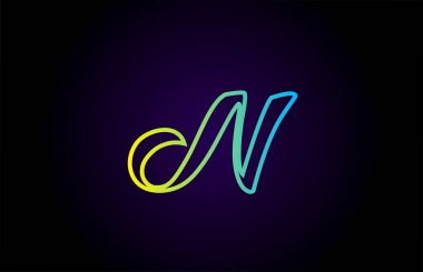 Yeşil sarı, el yazısı, markalaşma ve iş için harf logosu. Simge şablonlu harf ve kurumsal kimlik tasarımı