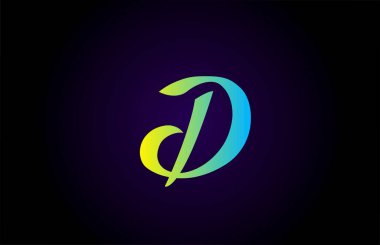 Yeşil ve sarı olarak damgalamak için D harfi logo simgesi. Harfler ve kurumlar için yaratıcı marka tasarımı 