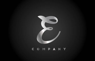 Markalaşma için gri metal E alfabe harfi simgesi. Harfler ve kurumlar için yaratıcı şirket tasarımı 