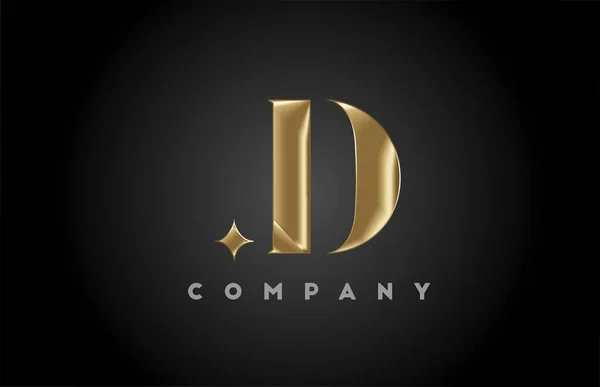 Gold Metal Alphabet Letter Icon Logo Template Company Business Design — Stock Vector