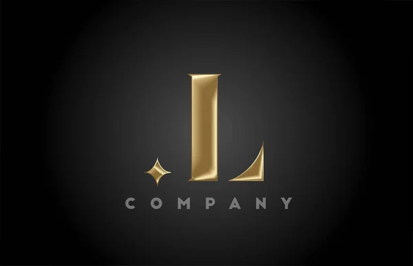 Ouro Metal Alfabeto Letra Ícone Logotipo Modelo Empresa Design Negócios — Vetor de Stock