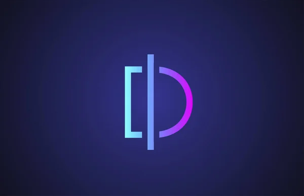 ビジネスや企業のためのピンクブルーDラインアルファベット文字のロゴ アイコンやレタリングのためのシンプルな創造的なテンプレートデザイン — ストックベクタ