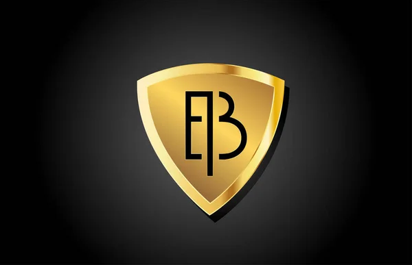 Escudo Dorado Alfabeto Lujo Letra Icono Del Logotipo Para Los — Vector de stock