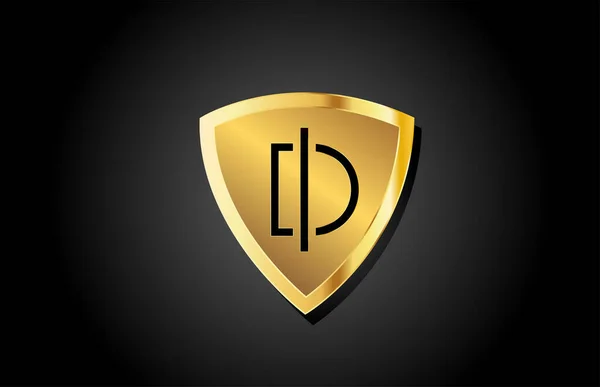 Golden Shield Luxury Alphabet Letter Logo Icon Business Company Creative — Stock Vector