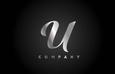 Markalaşma için gri metal U alfabesi harfi simgesi. Harfler ve kurumlar için yaratıcı şirket tasarımı 