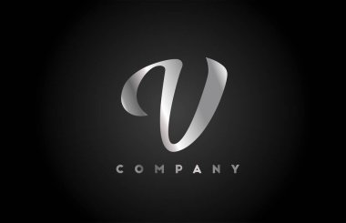 Markalaşma için gri metal V alfabe harfi simgesi. Harfler ve kurumlar için yaratıcı şirket tasarımı 