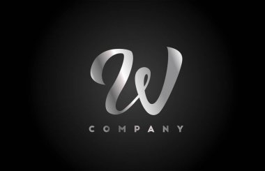 Markalaşma için gri metal W alfabesi harfi logo simgesi. Harfler ve kurumlar için yaratıcı şirket tasarımı 