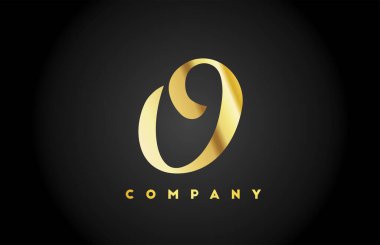 Altın altın metal O alfabe harf simgesi markalaşma için. Harfler ve kurumlar için yaratıcı şirket tasarımı 