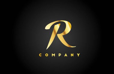 Markalaşma için altın metal R alfabe harfi simgesi. Harfler ve kurumlar için yaratıcı şirket tasarımı 