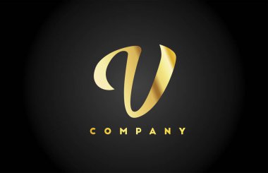 Markalaşma için altın metal V harfli alfabe simgesi. Harfler ve kurumlar için yaratıcı şirket tasarımı 