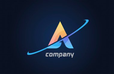 Mavi ve sarı harflerle bir alfabe simgesi. Şirket ve iş dünyası için yaratıcı tasarım