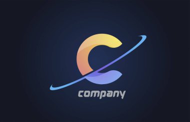 Mavi ve sarı renkli alfabe harfi simgesi. Şirket ve iş dünyası için yaratıcı tasarım