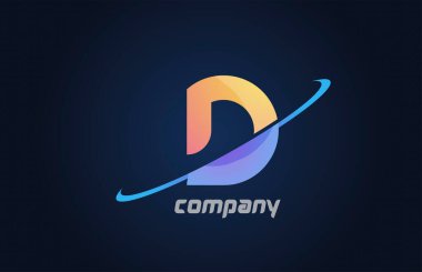 Mavi ve sarı renkli swoosh D alfabe harfi simgesi. Şirket ve iş dünyası için yaratıcı tasarım