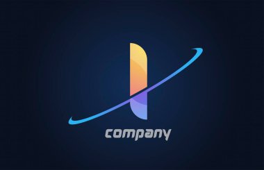 Mavi ve sarı renkli alfabe harfi simgesi. Şirket ve iş dünyası için yaratıcı tasarım