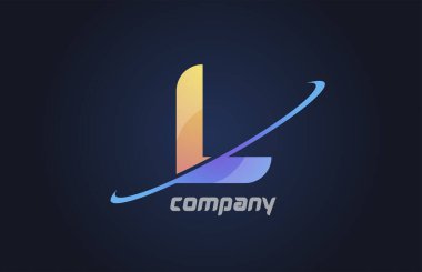 Mavi ve sarı renkli alfabe harfi simgesi. Şirket ve iş dünyası için yaratıcı tasarım