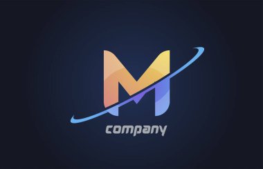 Mavi ve sarı renkli alfabe harfli simge. Şirket ve iş dünyası için yaratıcı tasarım