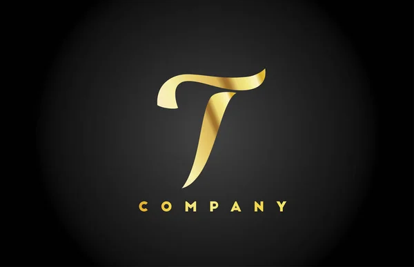 ブランドのための金の黄金の金属Tアルファベット文字のロゴアイコン レタリングと企業のための創造的な会社のデザイン — ストックベクタ