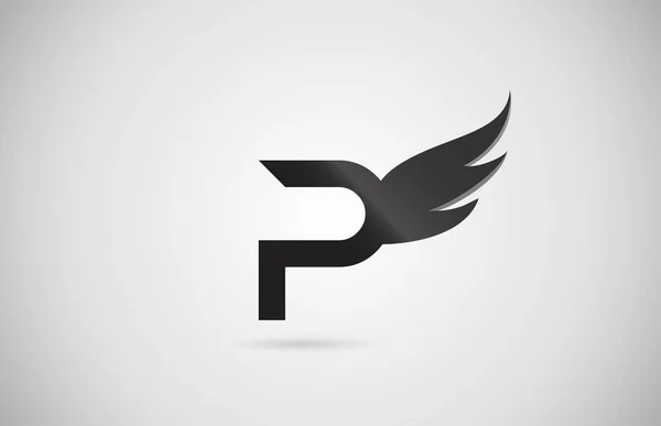 グラデーション翼Pアルファベット文字のロゴアイコン ビジネスや企業のための創造的なデザイン — ストックベクタ
