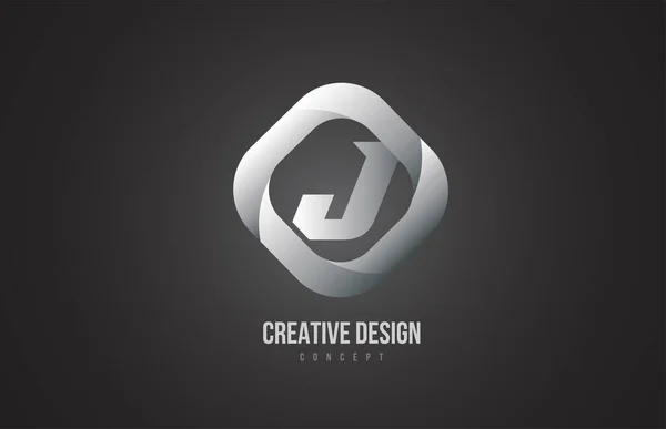 J灰色黑色字母标识图标 商业和公司的创意设计 — 图库矢量图片