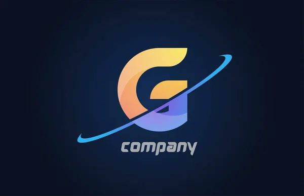 Swoosh Alfabeto Letra Icono Del Logotipo Azul Amarillo Diseño Creativo — Vector de stock