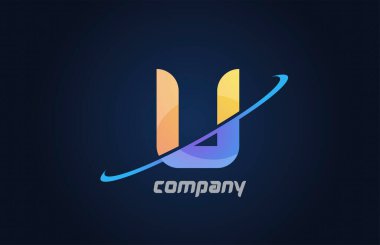 Mavi ve sarı renkli alfabe harfli simge. Şirket ve iş dünyası için yaratıcı tasarım