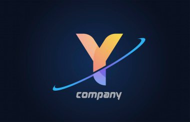 Mavi ve sarı renkli Y harfi simgesi simgesi. Şirket ve iş dünyası için yaratıcı tasarım