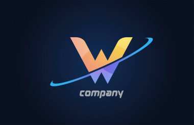 Mavi ve sarı renkli W harfi alfabesi simgesi. Şirket ve iş dünyası için yaratıcı tasarım