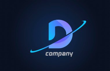 D mavi swoosh alfabe harfi simge şablonu. Şirket ve iş dünyası için yaratıcı tasarım