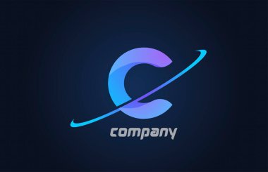C mavi swoosh alfabe harfi simge şablonu. Şirket ve iş dünyası için yaratıcı tasarım