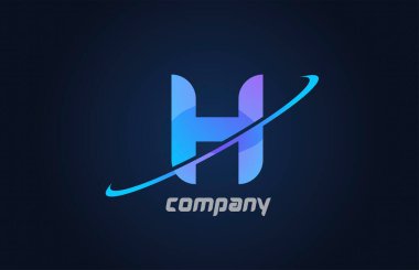 H mavi swoosh alfabe harfi simge şablonu. Şirket ve iş dünyası için yaratıcı tasarım