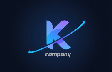 K mavi swoosh alfabe harfi simge şablonu. Şirket ve iş dünyası için yaratıcı tasarım