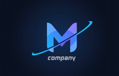 M mavi swoosh alfabe harfi simge şablonu. Şirket ve iş dünyası için yaratıcı tasarım