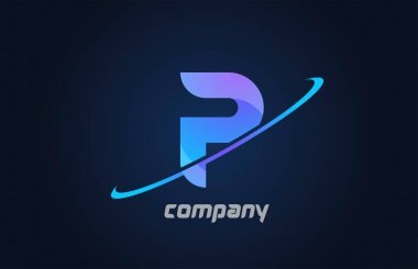 P mavi swoosh alfabe harfi simge şablonu. Şirket ve iş dünyası için yaratıcı tasarım
