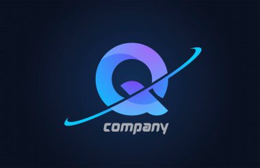 Q mavi swoosh alfabe harfi simge şablonu. Şirket ve iş dünyası için yaratıcı tasarım