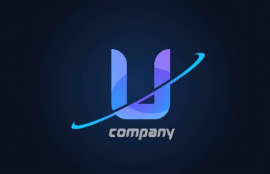 U mavi swoosh alfabe harfi simge şablonu. Şirket ve iş dünyası için yaratıcı tasarım