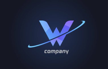 W mavi swoosh alfabe harfi simge şablonu. Şirket ve iş dünyası için yaratıcı tasarım