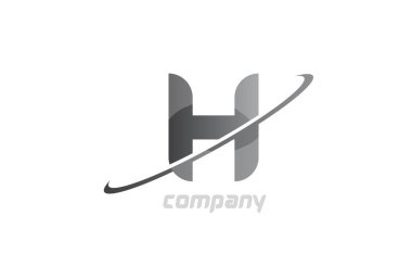 Swoosh Grey H basit alfabe harfi logo simgesi. Şirket için yaratıcı tasarım şablonu 