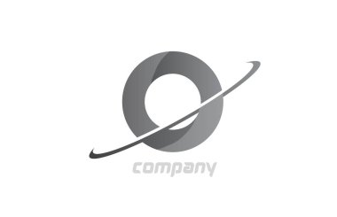 Swoosh Grey O basit alfabe harfi logo simgesi. Şirket için yaratıcı tasarım şablonu 