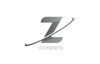 Swoosh gri Z basit alfabe harfi logo simgesi. Şirket için yaratıcı tasarım şablonu 