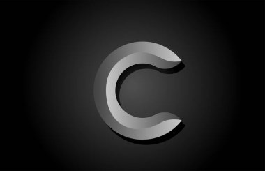 siyah gri gradyan C alfabe harfi logo simgesi. Şirket ve iş şablonu için yaratıcı tasarım kavramı 