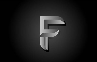 siyah gri gradyan F alfabesi harfi logo simgesi. Şirket ve iş şablonu için yaratıcı tasarım kavramı 