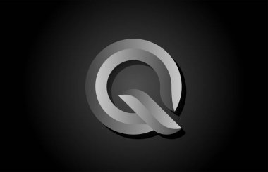 siyah gri gradyan Q alfabesi harfi logo simgesi. Şirket ve iş şablonu için yaratıcı tasarım kavramı 