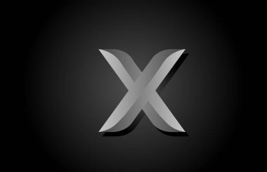 siyah gri gradyan X alfabe harfi logo simgesi. Şirket ve iş şablonu için yaratıcı tasarım kavramı 