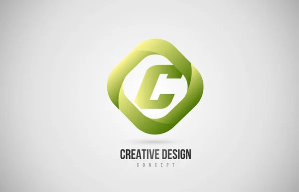 绿色C字母表图标与菱形 公司和企业创意梯度设计 — 图库矢量图片